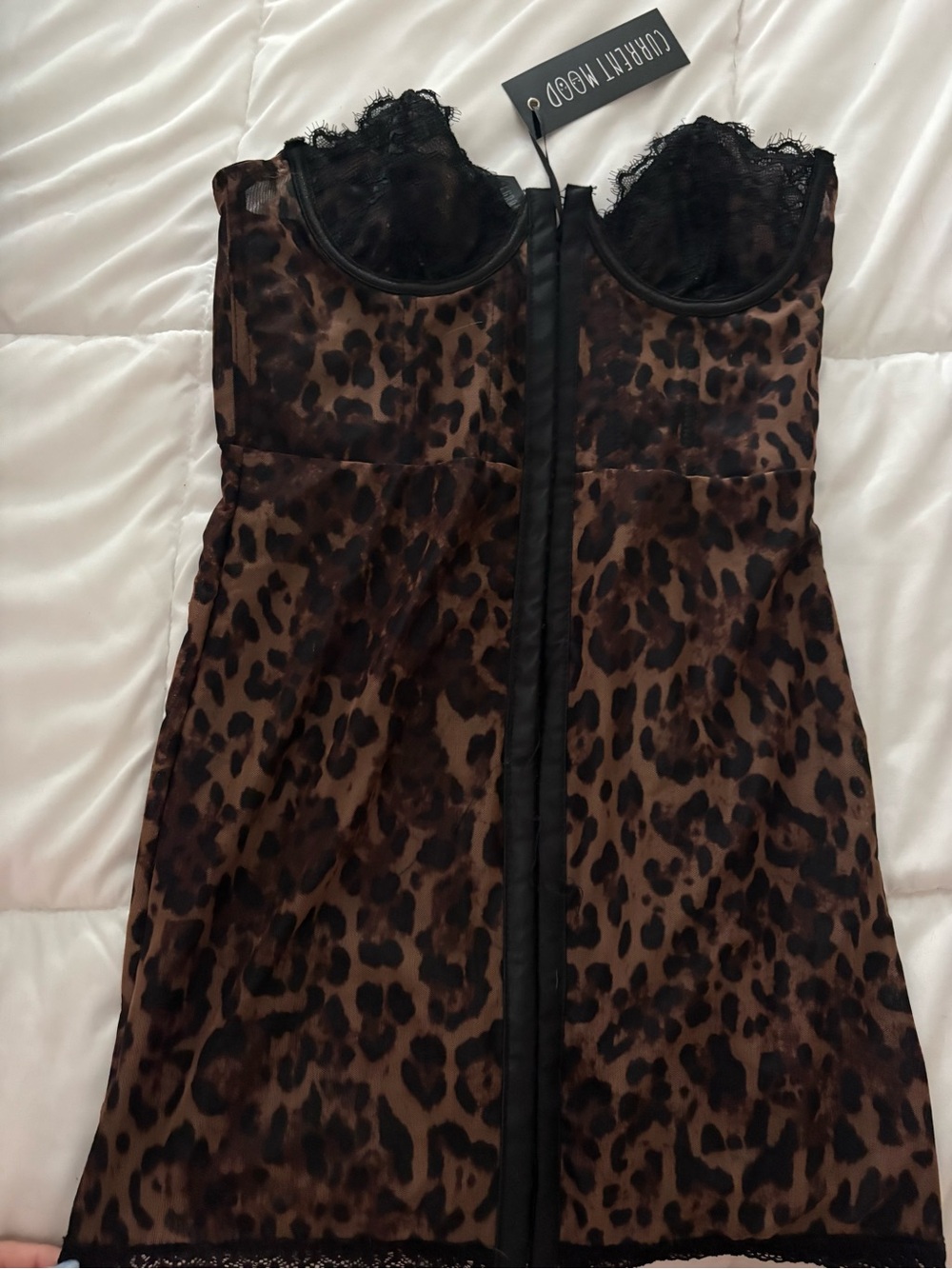Dolls Kill Strapless Leopard Print Mini Dress in Brown and Black